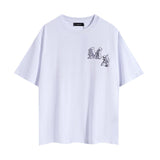 Wholesale foreign trade amir washed distressed tiger head number & letter logo short sleeve t-shirt