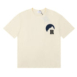 Rhude T Shirts Moonlight Blue Printed Cotton Casual Short Sleeve Men and Women