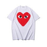 Kawakubo plaloveembroider short-sleeved pure cotton red heart eyes couple t-shirty long sleeves shirt taobao ling