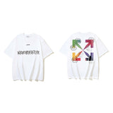 European and american spring/summer ow gradient arrow graphic crew neck short sleeve t-shirt