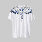 Cross-border wholesale european and american mb short-sleeved gradient colorful wings t-shirt couple black and white feather half