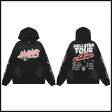 Hs american high street retro washed portrait short-sleeved t-shirt long sleeves sweatshirt hoodie