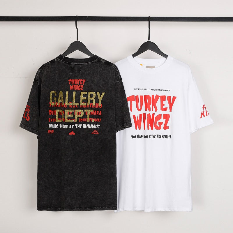 American retro gallery dept. letter print oversized double gauze pure cotton short sleeve t-shirt