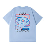 casa casablanca short-sleeved fantasy door letter logo printingstylish round neck short-sleeved t-shirt
