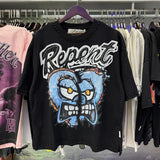 American bkys hot diamond bling glitter washed distressed retroloosepure cotton terry short-sleeved t-shirt