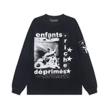 Erd melancholic rich second generation short-sleeved portrait sketch graffiti cross-border new high street loosecasual print