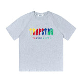 Cross-border trade trapstar rainbow letter gradient towel embroidery short sleeve t-shirt & fog high street shorts set
