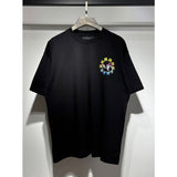 [gram] am flow paint graffiti letter starry sky classic logo print short sleeve couple t-shirt
