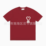 Am short-sleeve macaron color heart embroidery pure cotton loose summer fashion t-shirt crew neck top
