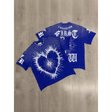 First row american trend high quality washed retro hot diamond casual short-sleeved t-shirt