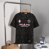 Early spring/summer camo ape head collaboration - little monkey logo print short sleeve couple's trendy tee