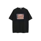 Ac letter print high street washed distressed vintage oversized short sleeve couple t-shirt