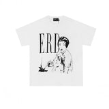 Erd: brooding rich kid - american retro portrait print rock 'n' roll hip-hop pocket oversized short sleeve tee