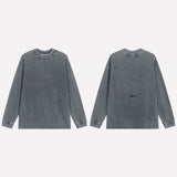 Cross-border insa washed and distressed old letter printing high street long-sleeved loose couple