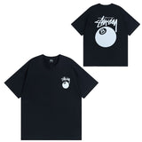 Summer running volume stussy short-sleeved t-shirt dice black eight ice cream comfy basics american couple summer t