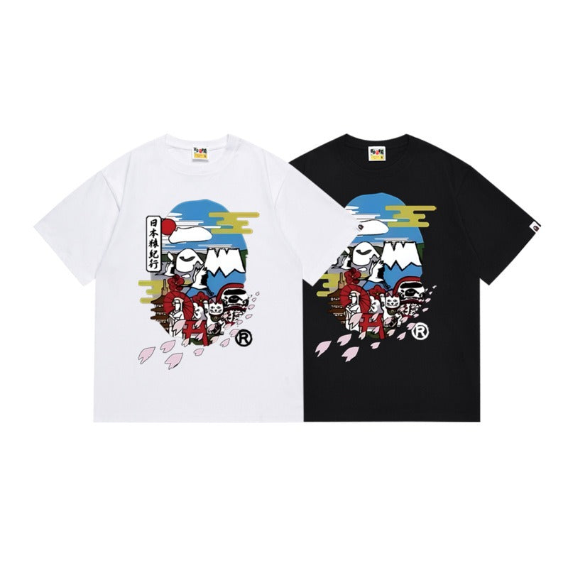 Japanese japanese ape journey bring in wealth and treasure cat short sleeve t youth street campus fashion youth