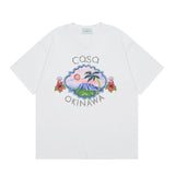 Summer collection: casa casablanca print oversized short-sleeve t-shirt - premium heavyweight cotton