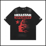Hs american high street retro washed portrait short-sleeved t-shirt long sleeves sweatshirt hoodie