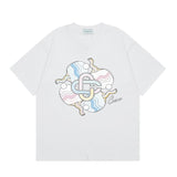 casa casablanca short-sleeved fantasy door letter logo printingstylish round neck short-sleeved t-shirt