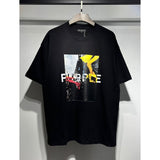 Wholesale american streetwear purple flow paint letter graffiti logo high-quality short-sleeve t-shirt for men and couples