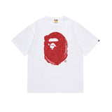 Early spring/summer camo ape head collaboration - little monkey logo print short sleeve couple's trendy tee