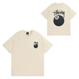 Summer running volume stussy short-sleeved t-shirt dice black eight ice cream comfy basics american couple summer t