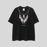 Correct version mb short-sleeved couple outfit colorful wings feather t-shirt marcelo european and american classic