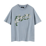 Wholesale foreign trade amir washed distressed tiger head number & letter logo short sleeve t-shirt