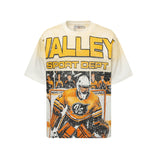 valley washed distressed printed short-sleeved hip-hop loose street t-shirt hooded