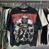American bkys hot diamond bling glitter washed distressed retroloosepure cotton terry short-sleeved t-shirt