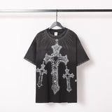 American valley washed distressed printing short-sleeved t-shirt valeforever hoodie sweatshirt long