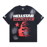 pa long sleeve t-shirt palm tree back letter big logo bat sleeve os dropped shoulders