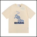 Export wholesale niche american fashion rhu flag floralsprinting double yarn pure cottoncasualloose couple short-sleeved t