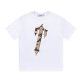 trap gradient letter tiger head short sleeve european and american high street trap star printing t-shirt loose s