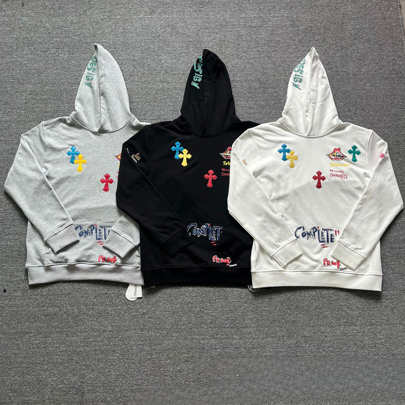 CHH Chrome Heart Hoodie Colored cross leather Sanskrit graffiti hooded sweater