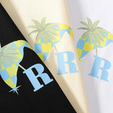 Rhude T Shirts Coconut Racing Printed Cotton Casual Short Sleeves Men and Women