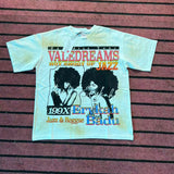 valley washed distressed printed short-sleeved hip-hop loose street t-shirt hooded