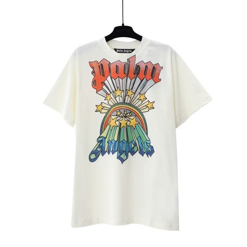 Correct version of spring and summer coconut palm tree short-sleeved series pa angel print couple trendy