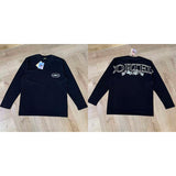 Corteiz patchwork "unicorn arm" print long sleeve american retro casual loose streetwear hip hop t-shirt