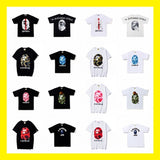 cross-border wholesale japanese style camouflage shark tiger head ape color matching luminous short-sleeved couple loose