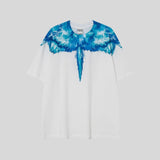 mb short-sleeved python lion head colorful feather wings t-shirt european and american loose couple