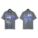 american trend high quality loose t-shirt pure cotton front and rear high-definition printing casualcoupletrendy short sleeves