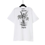 Correct version of spring and summer coconut palm tree short-sleeved series pa angel print couple trendy