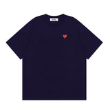 Correct version star kawakubo pla heartembroider short-sleeved pure cotton red heart peach couple t-shirt y