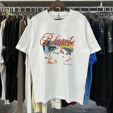 Rhude T Shirts Cannes Beach Coconut Printing Cotton Casual Short Sleeves Men and Women