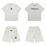 Flocked letter essentials short-sleeved t-shirt hip-hop half-sleeved high street fog american shorts