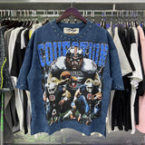 American bkys hot diamond bling glitter washed distressed retroloosepure cotton terry short-sleeved t-shirt