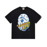 Early spring/summer camo ape head collaboration - little monkey logo print short sleeve couple's trendy tee