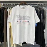 Rhude T Shirts Flag Printing Cotton Casual Short Sleeves Men and Women