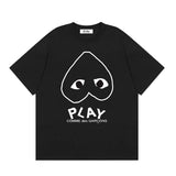 Correct version star kawakubo pla heartembroider short-sleeved pure cotton red heart peach couple t-shirt y